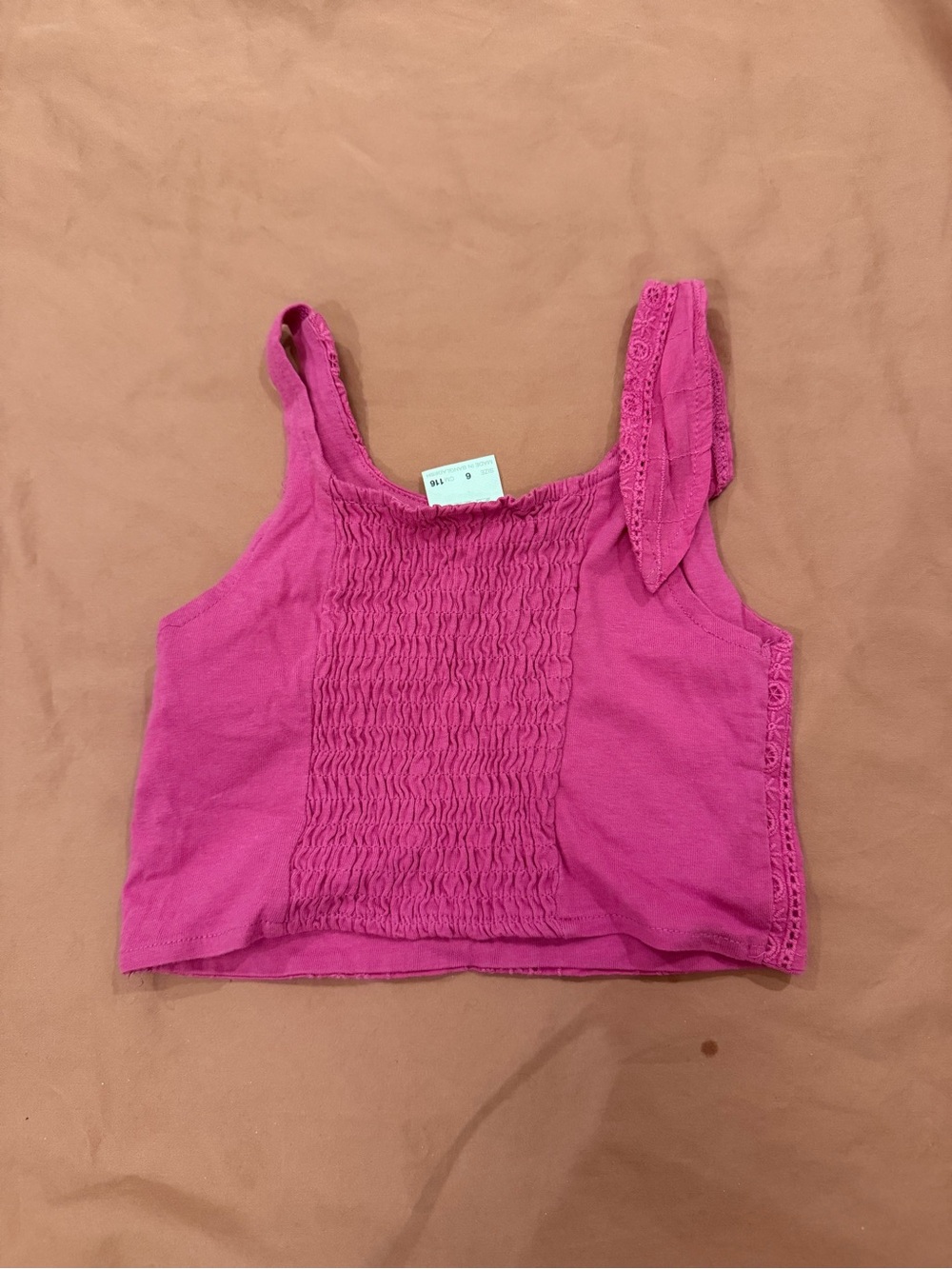 Zara Magenta Smocked Crop Tank
